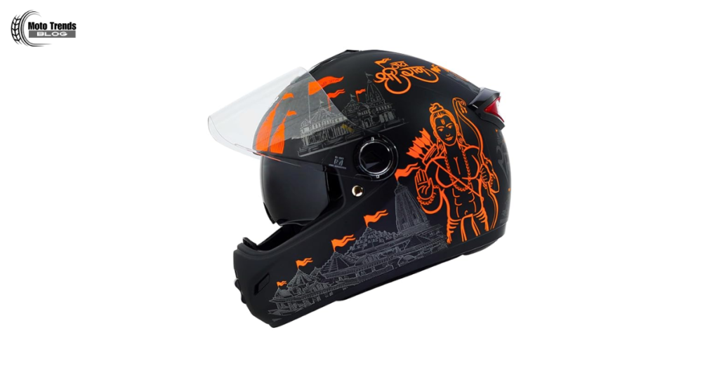 Steelbird SBH-34 Jai Shree Ram Reflective ISI Certified Full Face Graphic Dual Visor Helmet